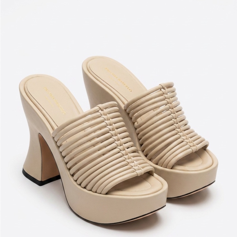 Paloma Barcelo Women’s Soft Beige Leather comfort Fashion Mules